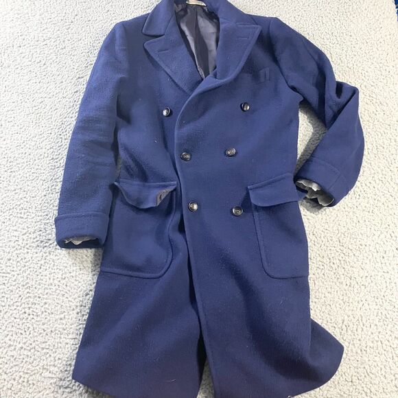 SuitSupply Coat Mens 40‎ Blue Wool Cashmere Double Breasted Belted Overcoat